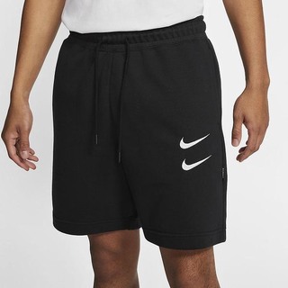 Pantaloni Scurti Nike Sportswear Swoosh French Terry Barbati Negrii Albi | FRKD-90517